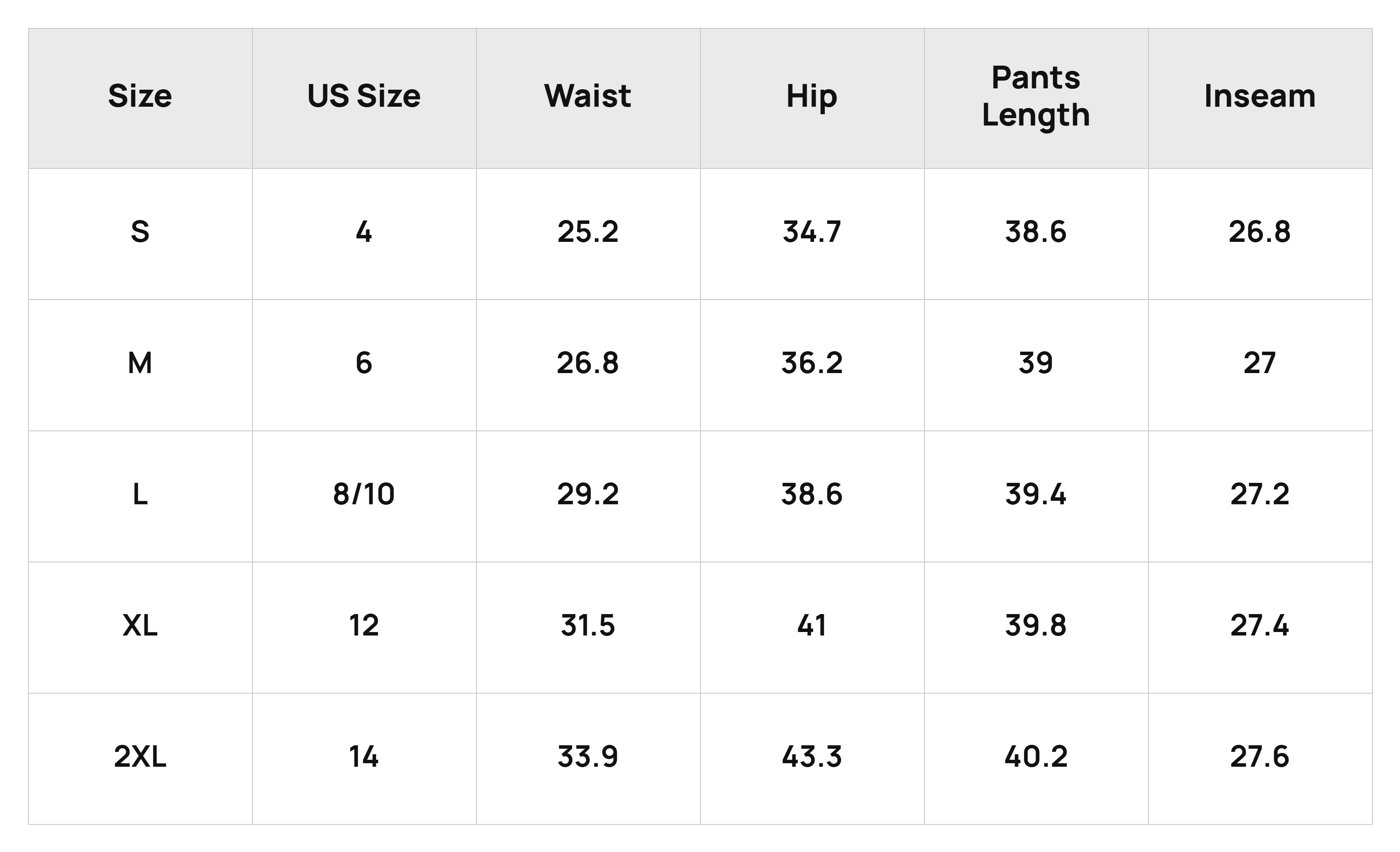 Size Chart