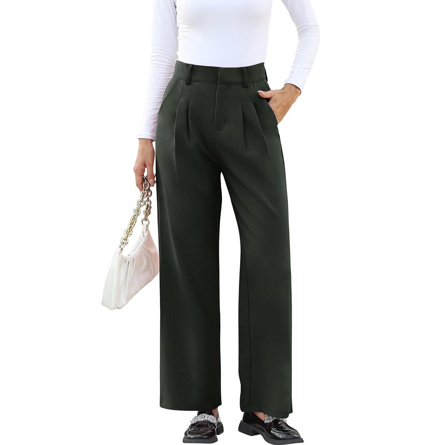 Solid Casual Pants With Pocket For Women