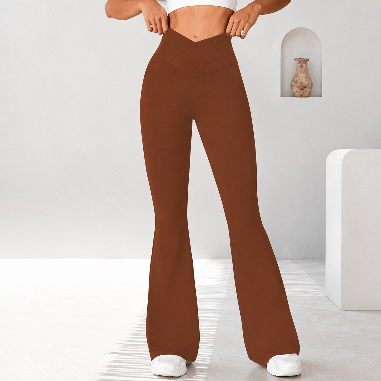 High Rise Flared Casual Stretch Pants For Women