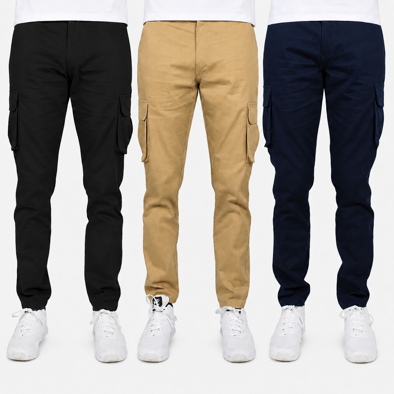 Pack of 3 Flex Stretch Multi Pocket Cargo Pants for Men
