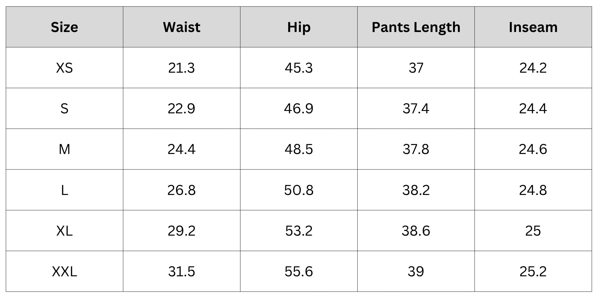 Size Chart