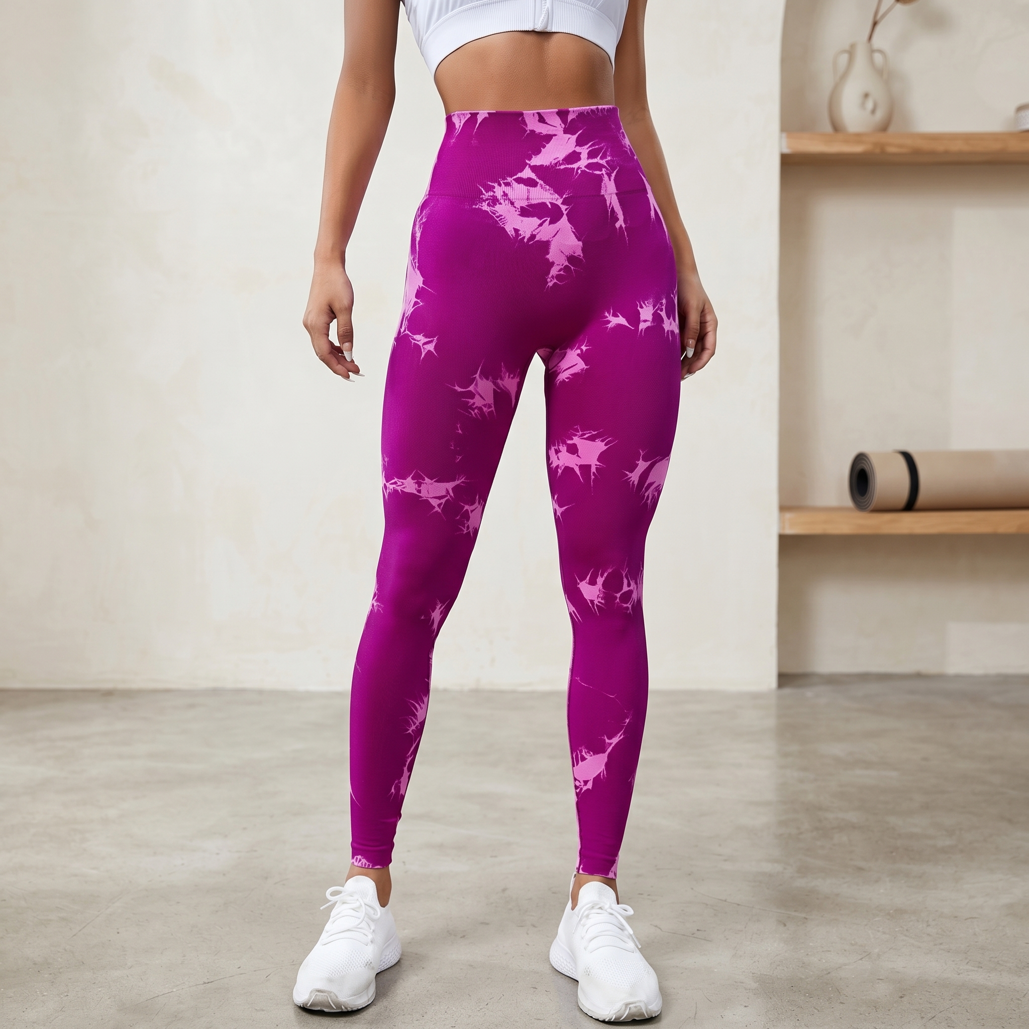 Autumn Tie Seamless High Stretch Yoga Gym Leggings For Women