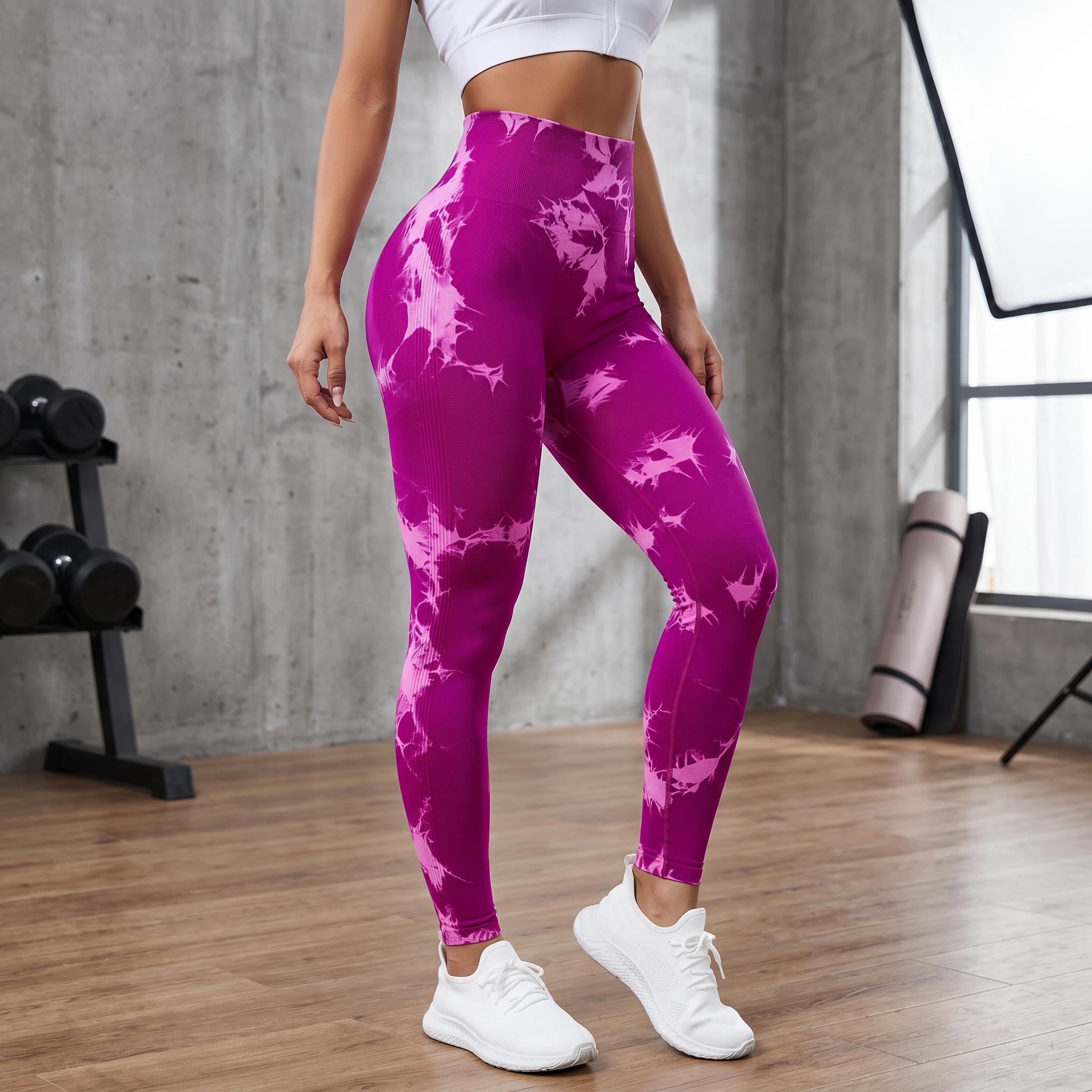 Autumn Tie Seamless High Stretch Yoga Gym Leggings For Women