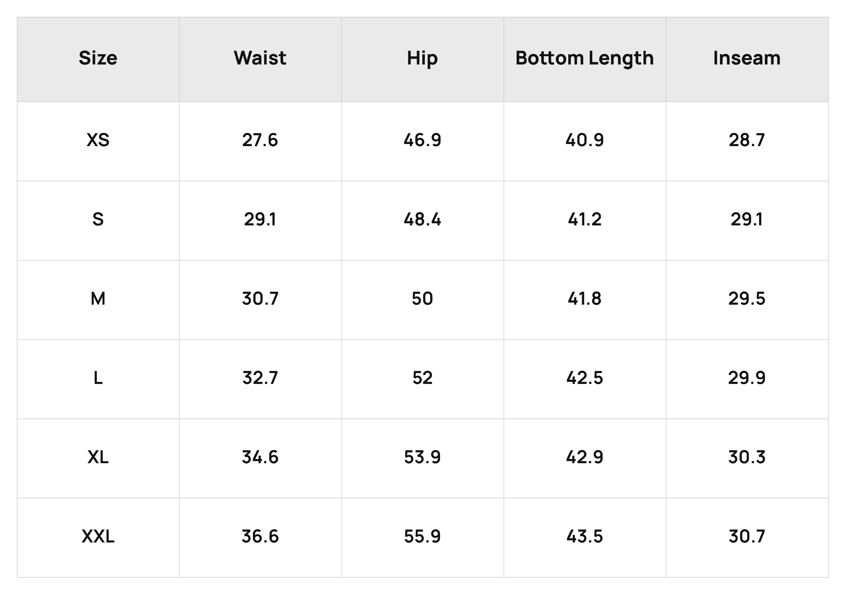 Size Chart