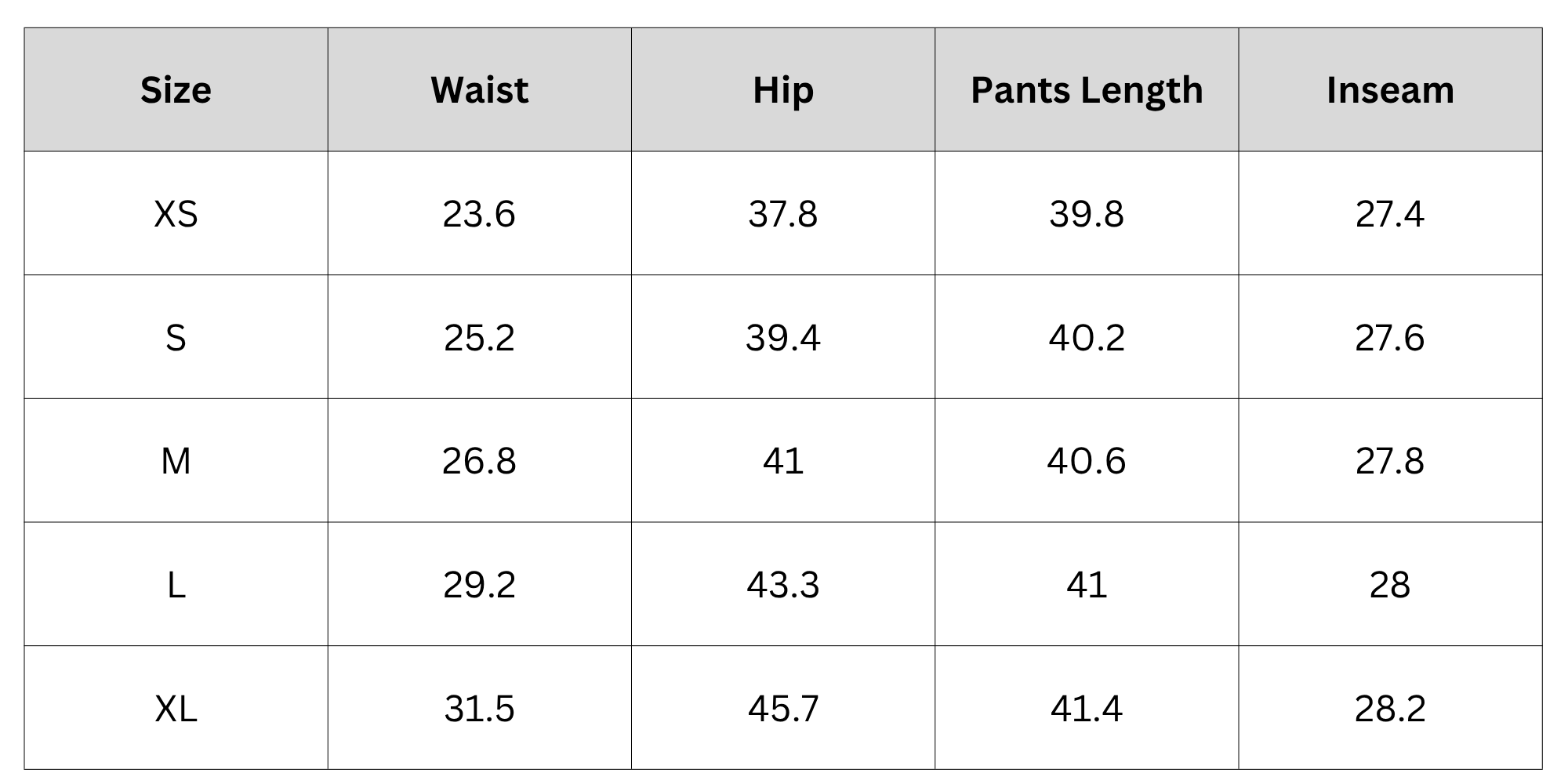 Size Chart