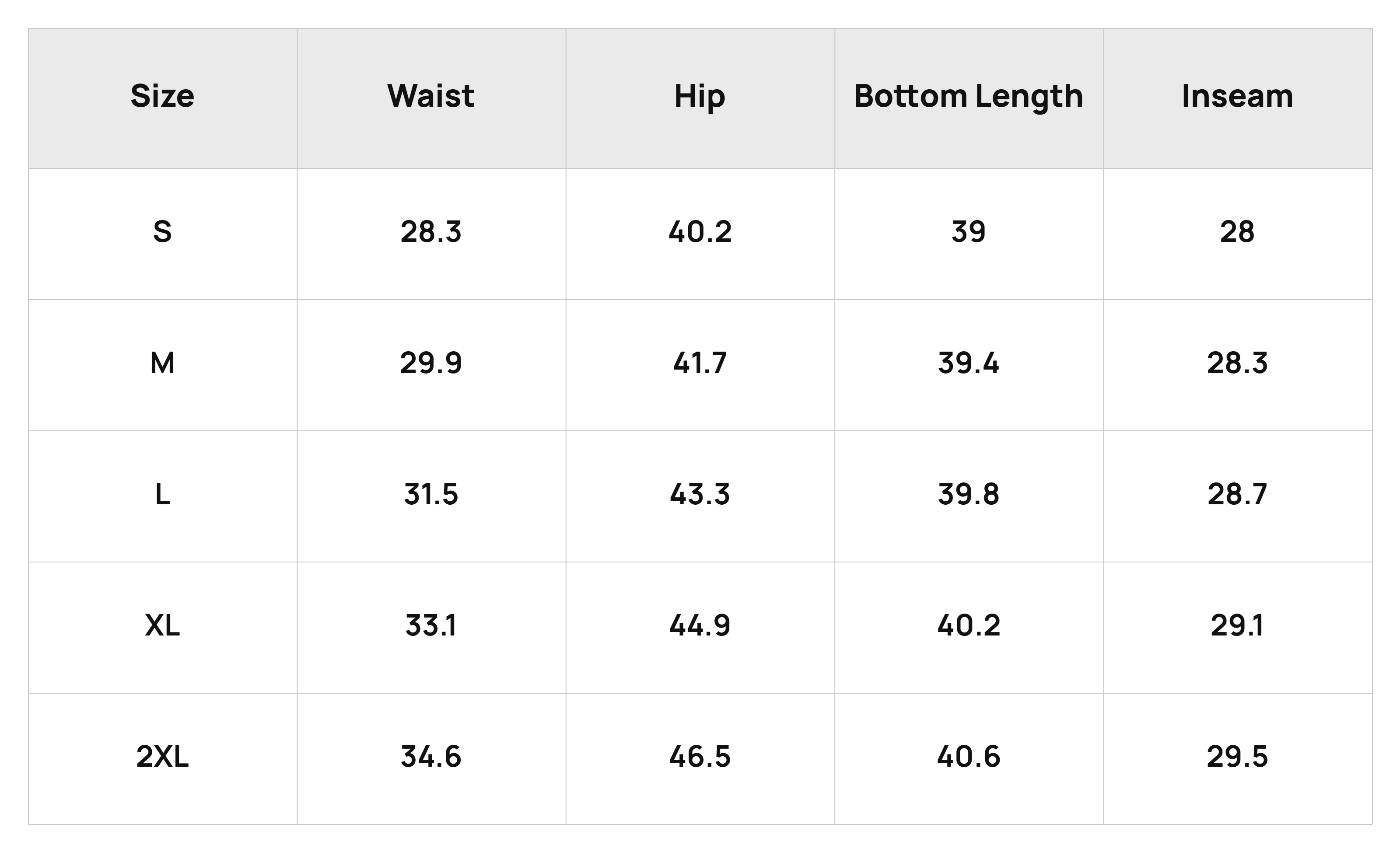 Size Chart