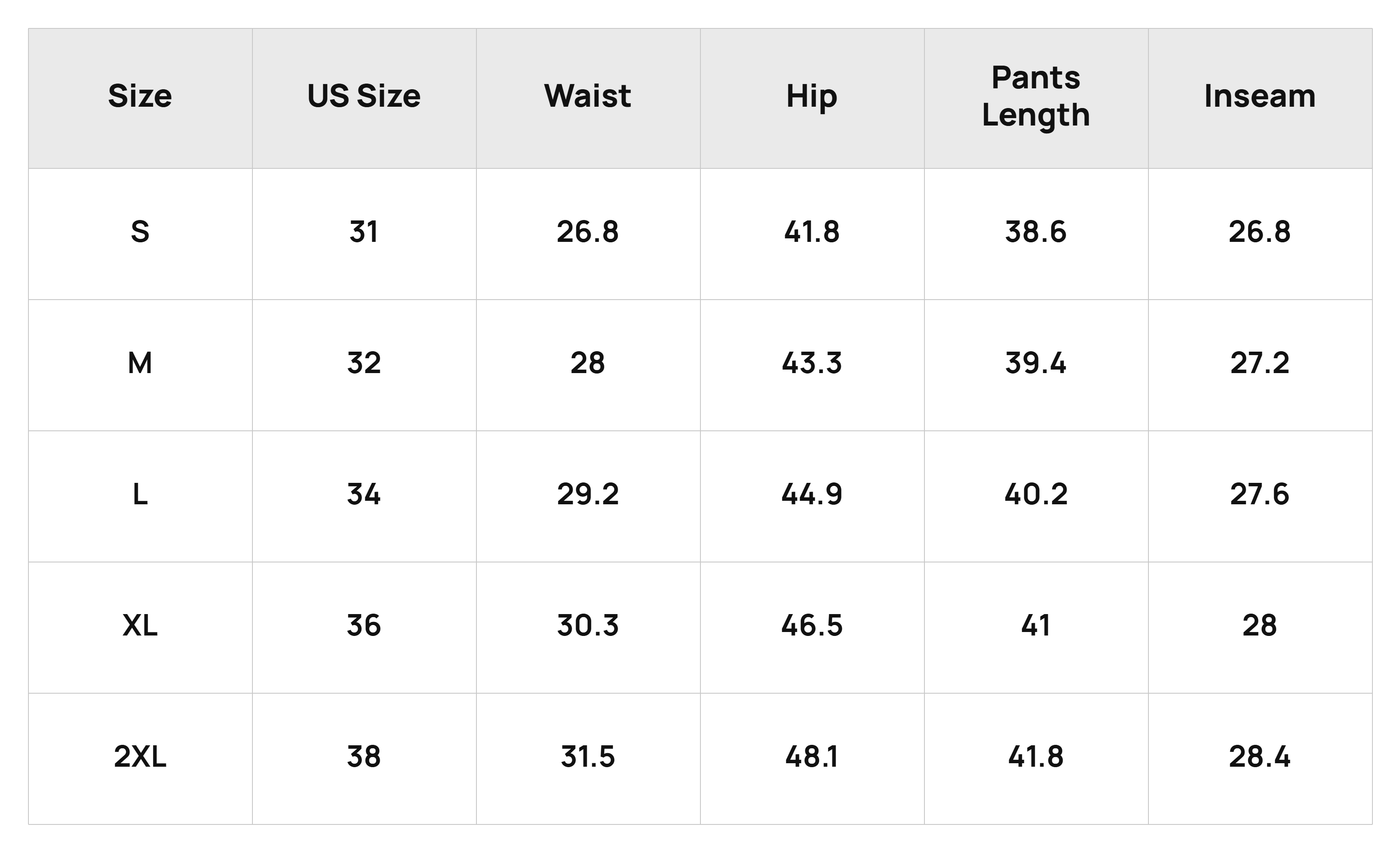 Size Chart