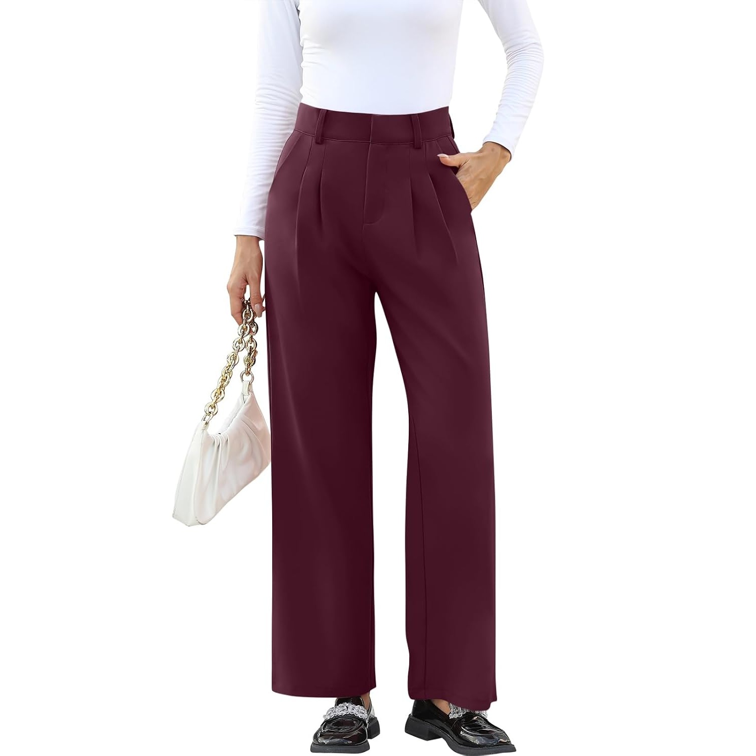 Solid Casual Pants With Pocket For Women