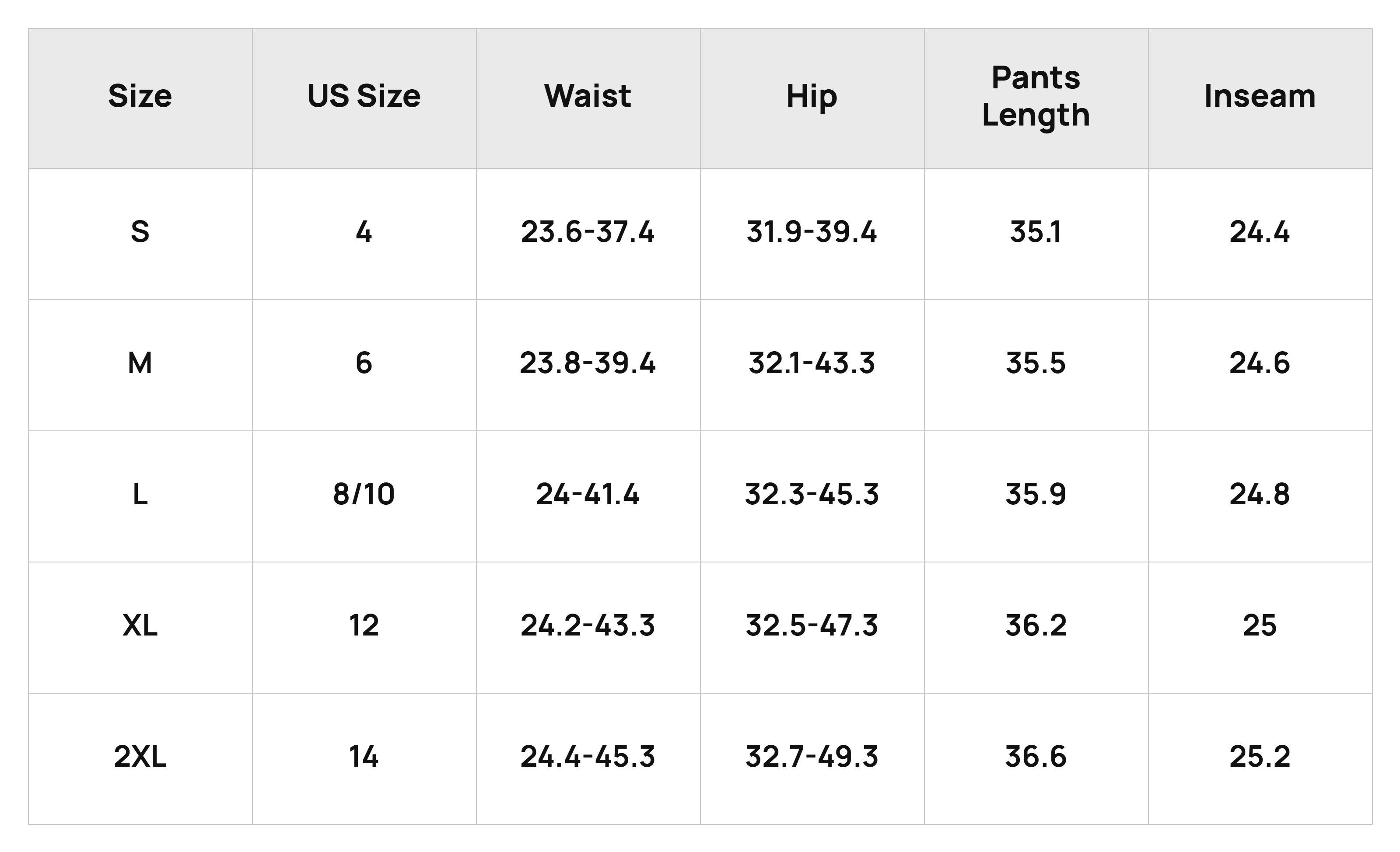 Size Chart