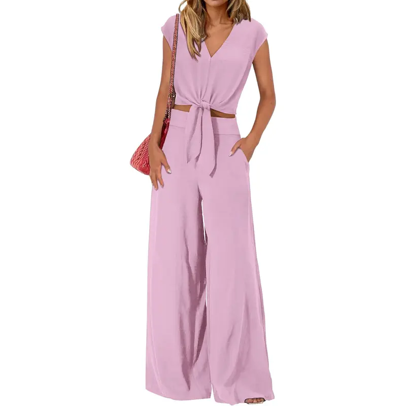 Summer 2 Piece Wide Pant Set for Women