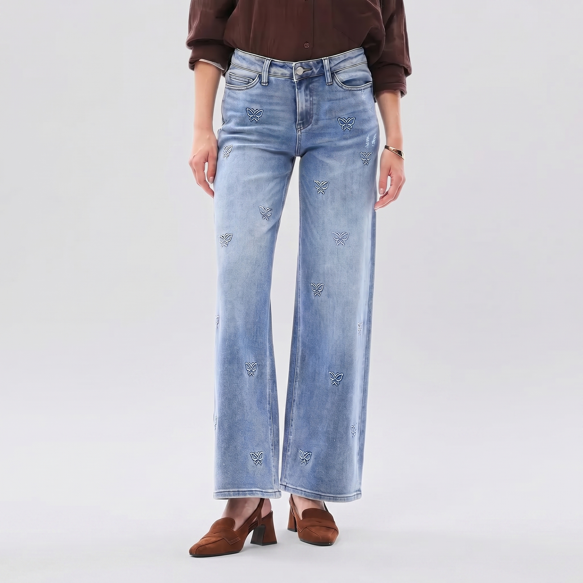 Stretchy Wide Fit Baggy Comfortable Jeans For Women