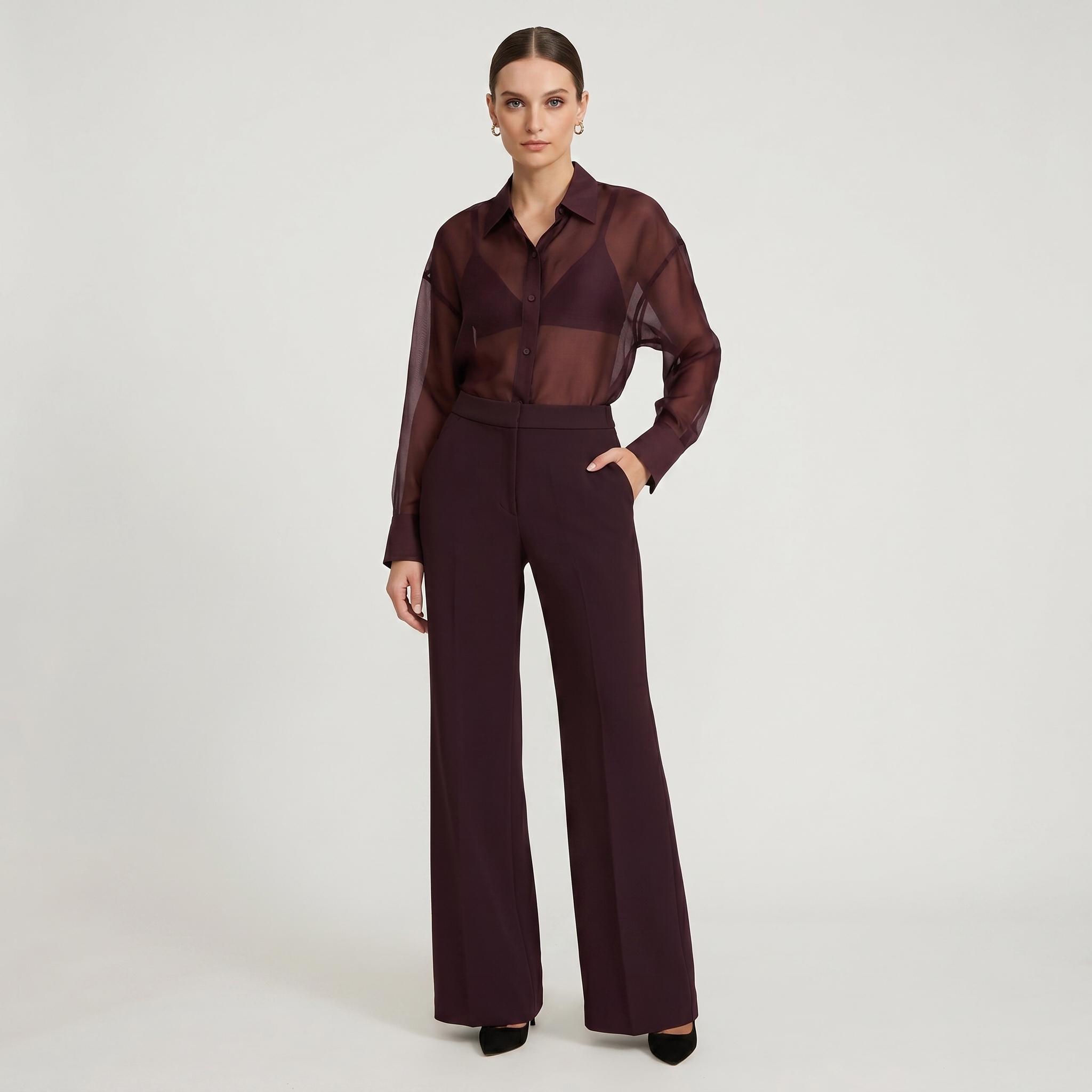 Editor Signature Stretch High Waisted Flare Trouser