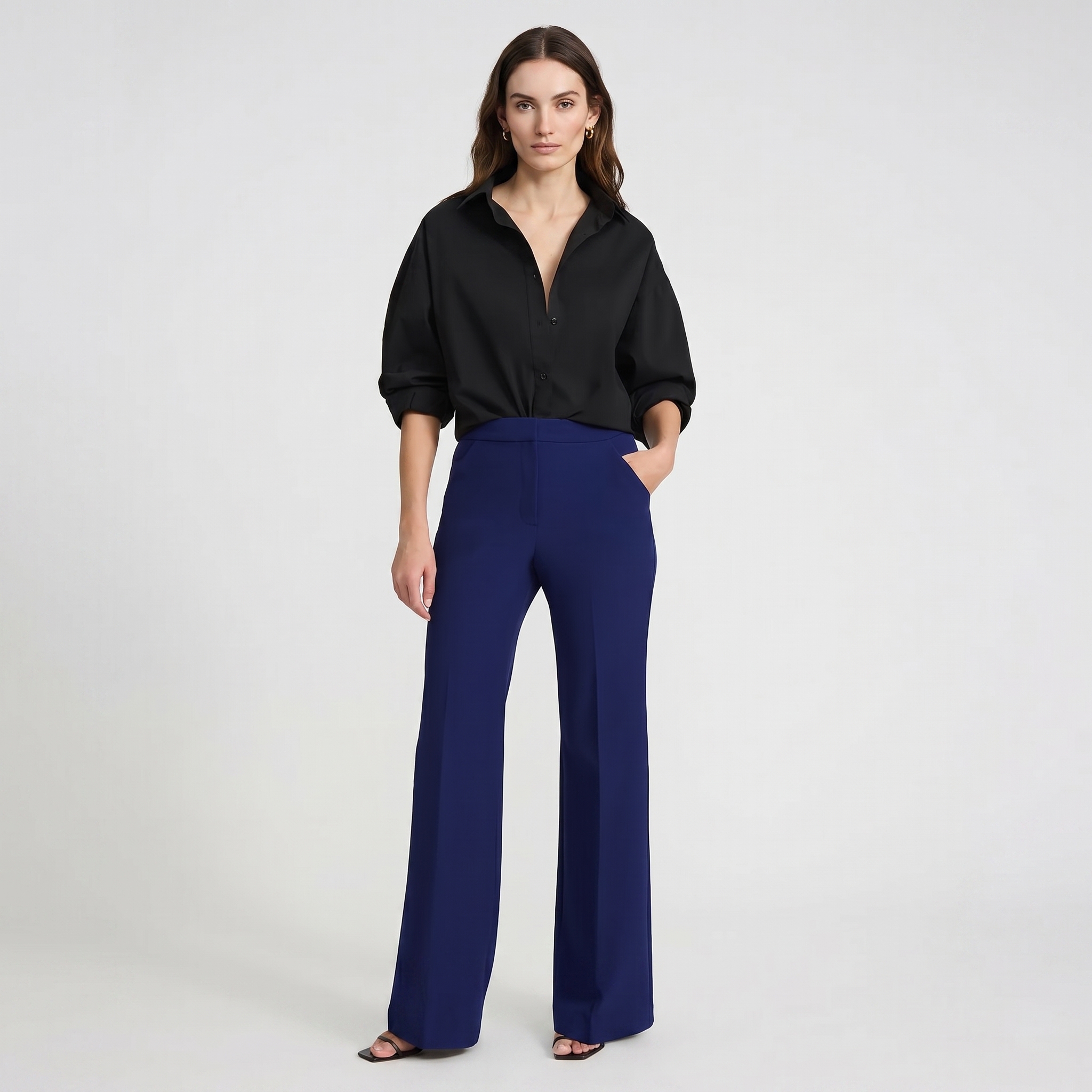 Editor Studio Stretch Twill High Waisted Flare Trouser