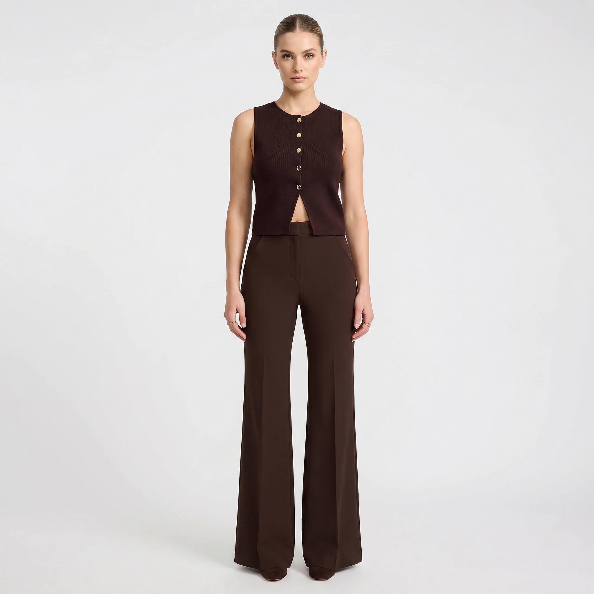 Editor Studio Stretch Twill High Waisted Flare Trouser