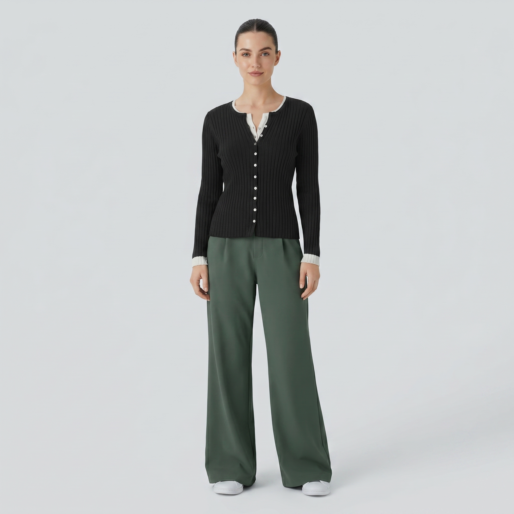 High Waisted Pocket Work Flare Pants
