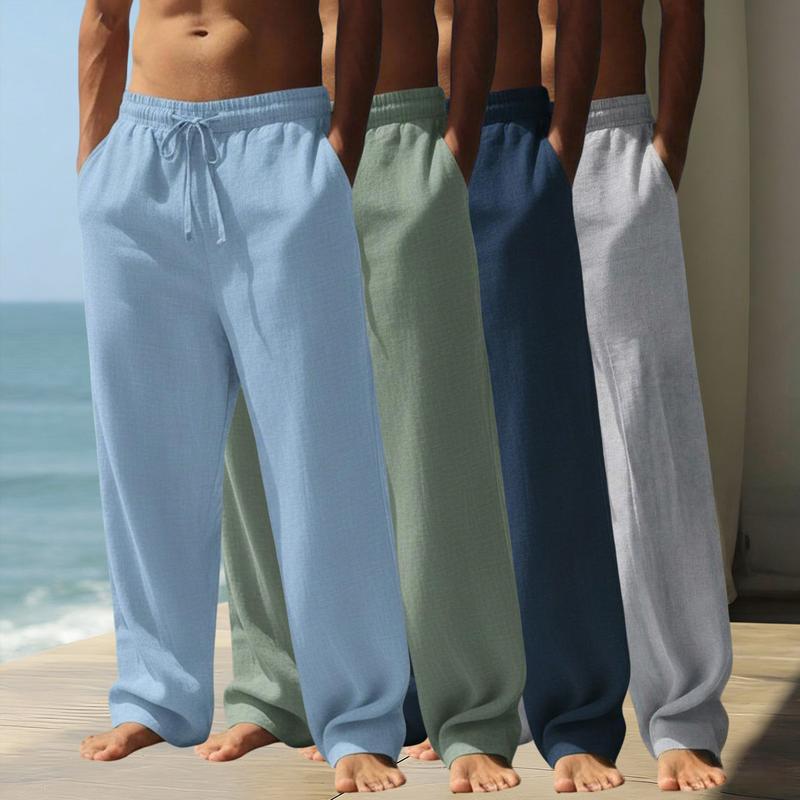 Pack Of 4 Casual Straight Lightweight Drawstring Pants For Men