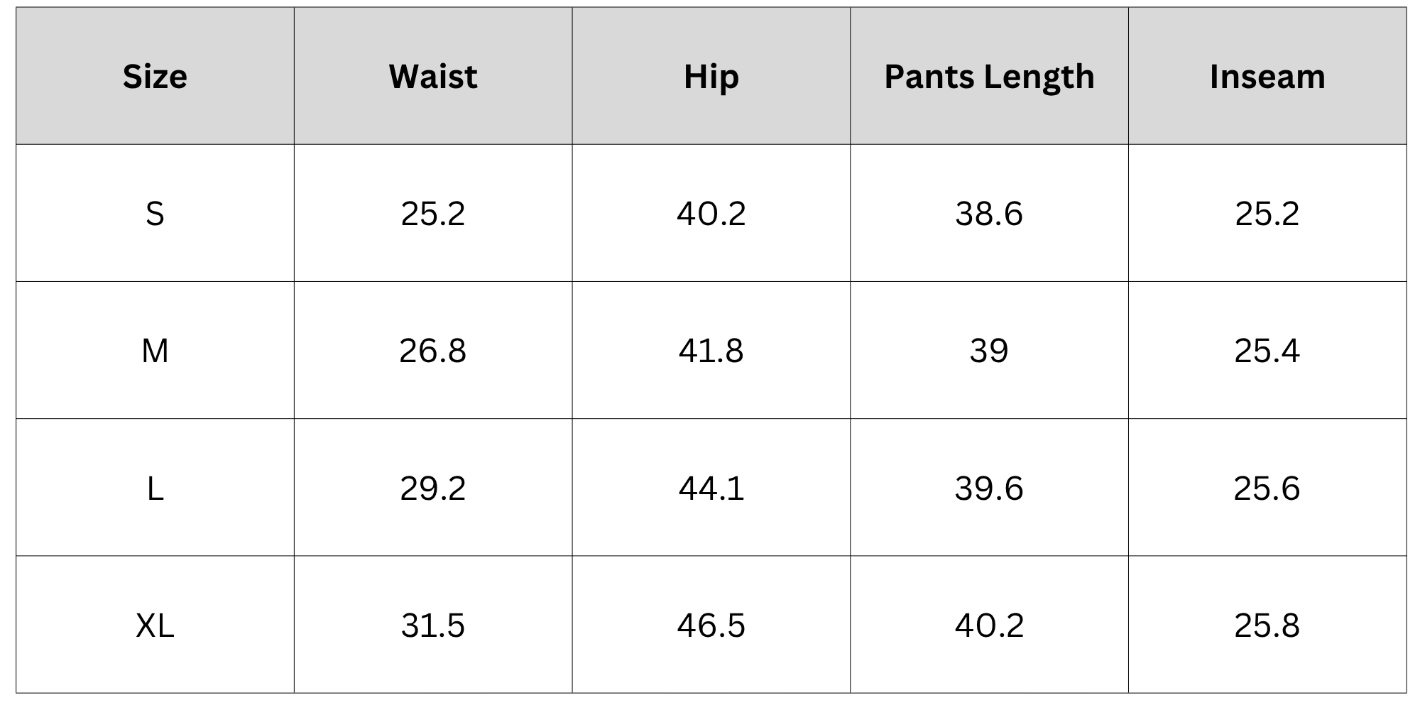 Size Chart
