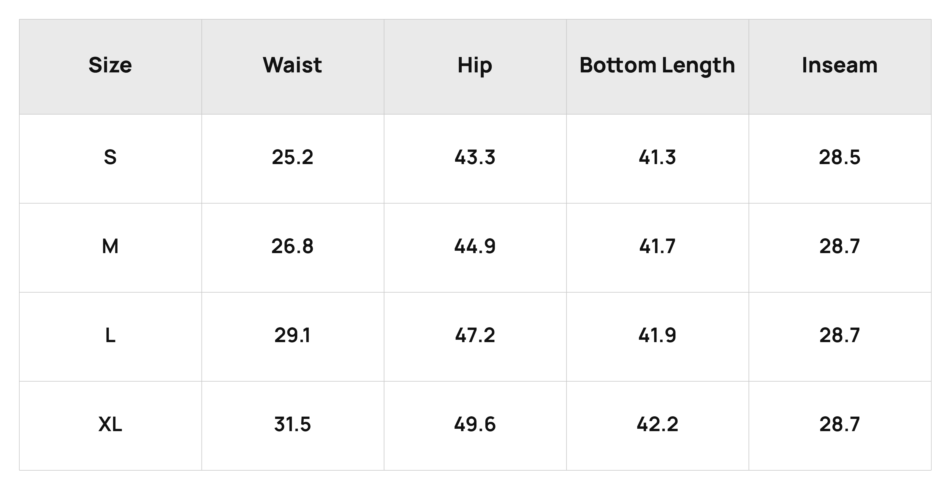 Size Chart