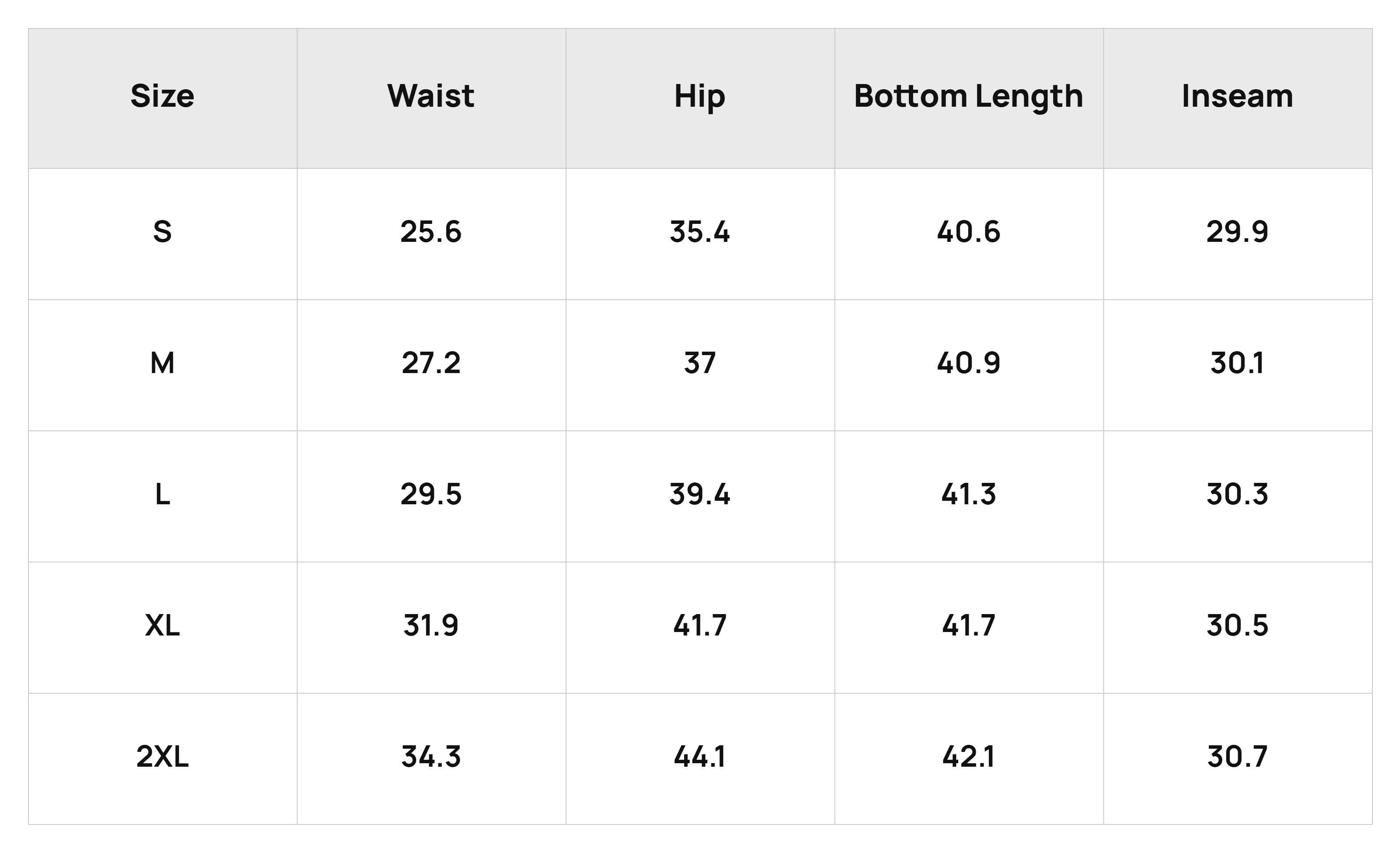 Size Chart