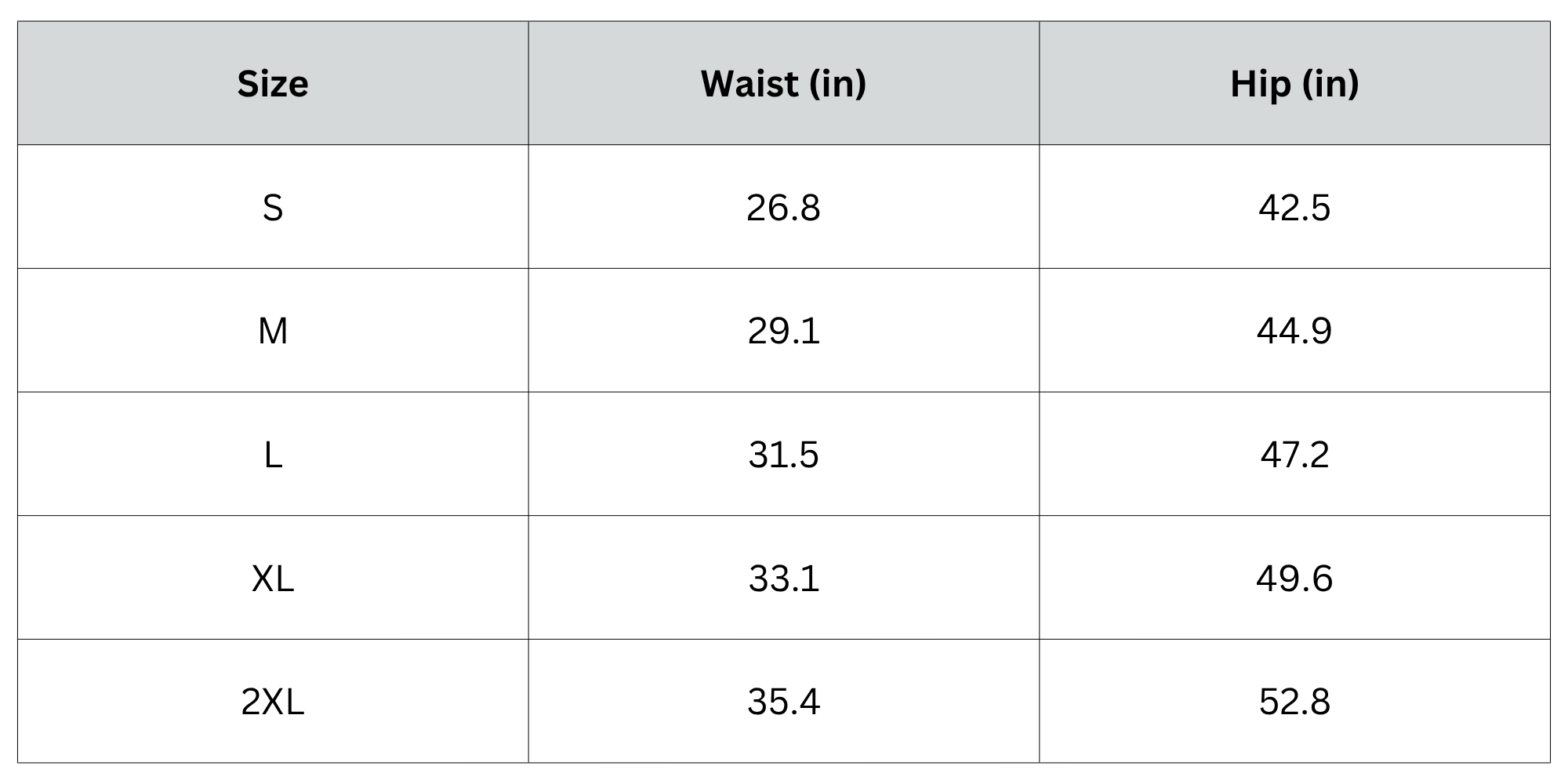 Size Chart