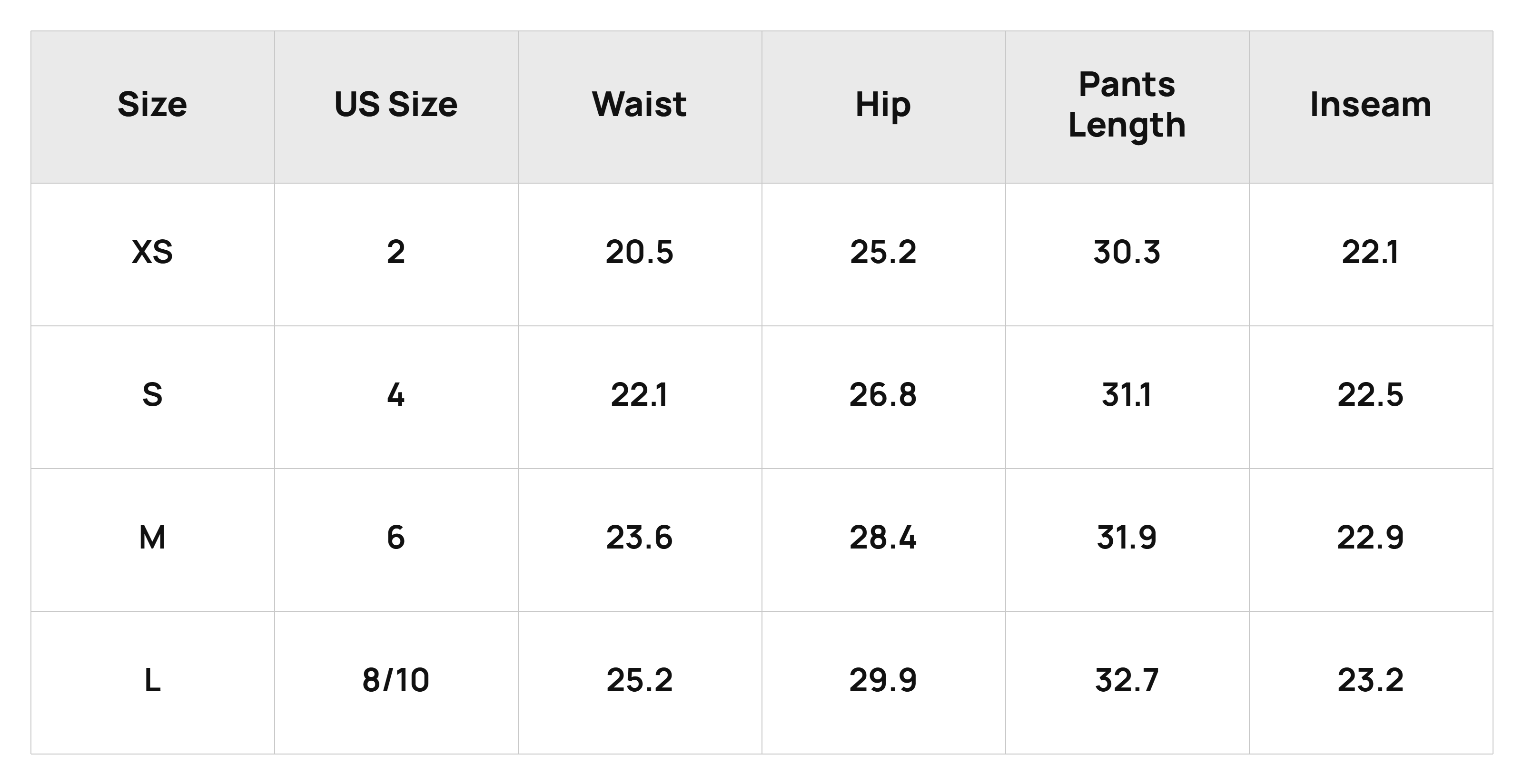 Size Chart