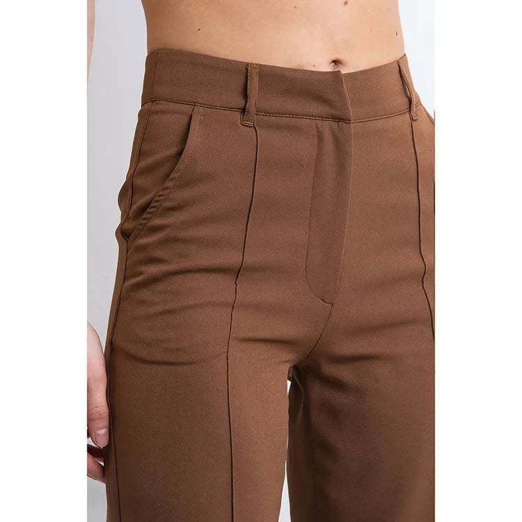 High Waisted Suit Pants With Straw Pleats-My Comfy Pant