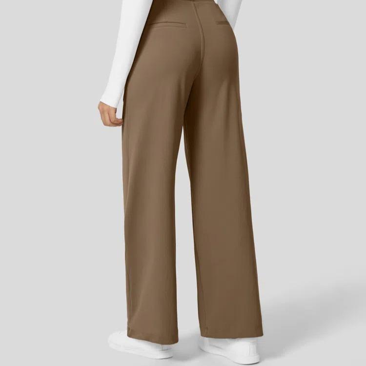 High Waisted Straight Pants With Side Pocket