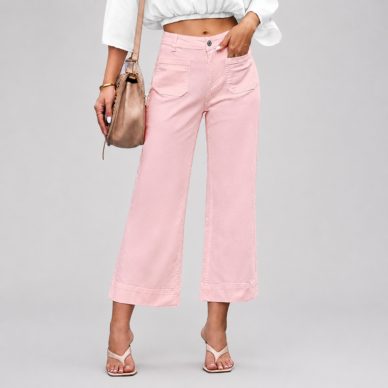Baggy Flare Cropped Wide Jeans For Women