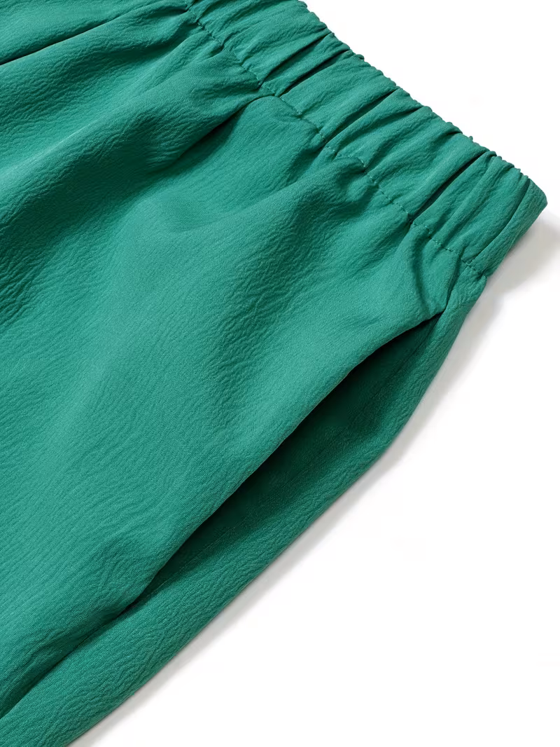 spring summer casual elastic waist simple slant pocket ankle pants   5