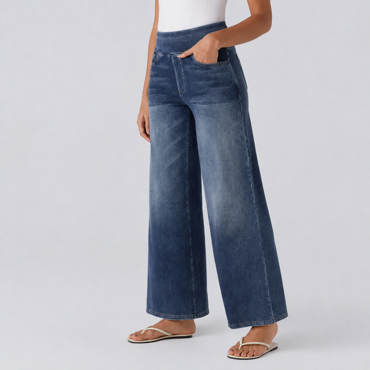 Baggy Casual Wide Washed Jeans With Pockets For Women