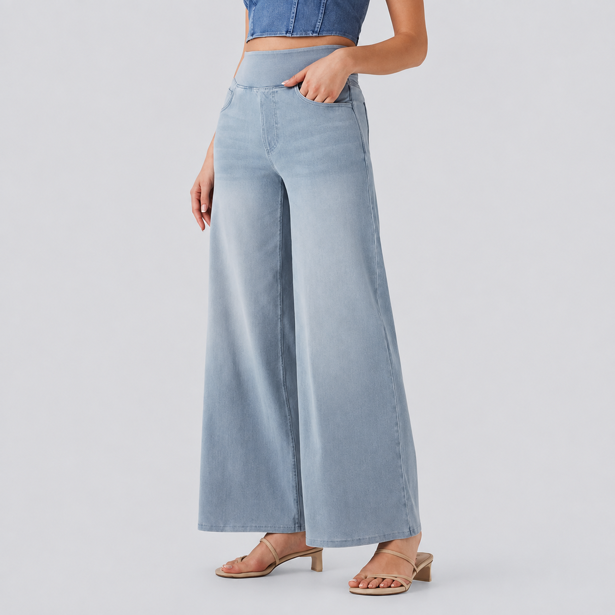 Baggy Casual Wide Washed Jeans With Pockets For Women