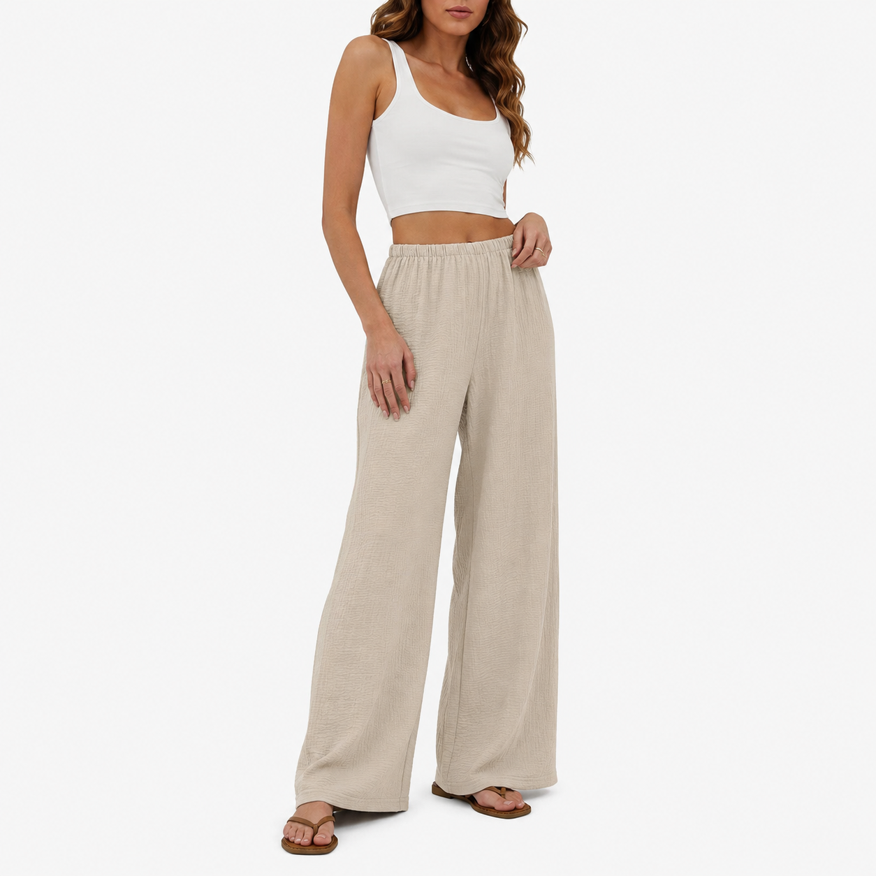 Flowy Palazzo Pants With Pockets And Drawstring Style For Women