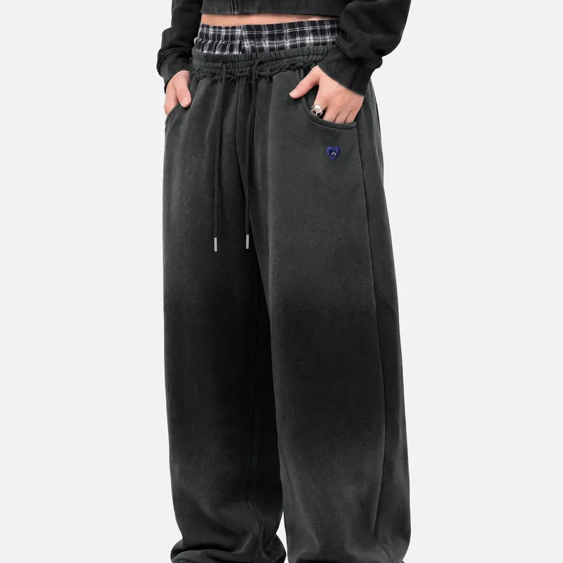 Loose Vintage Plaid Patchwork Sweatpants For Men And Women