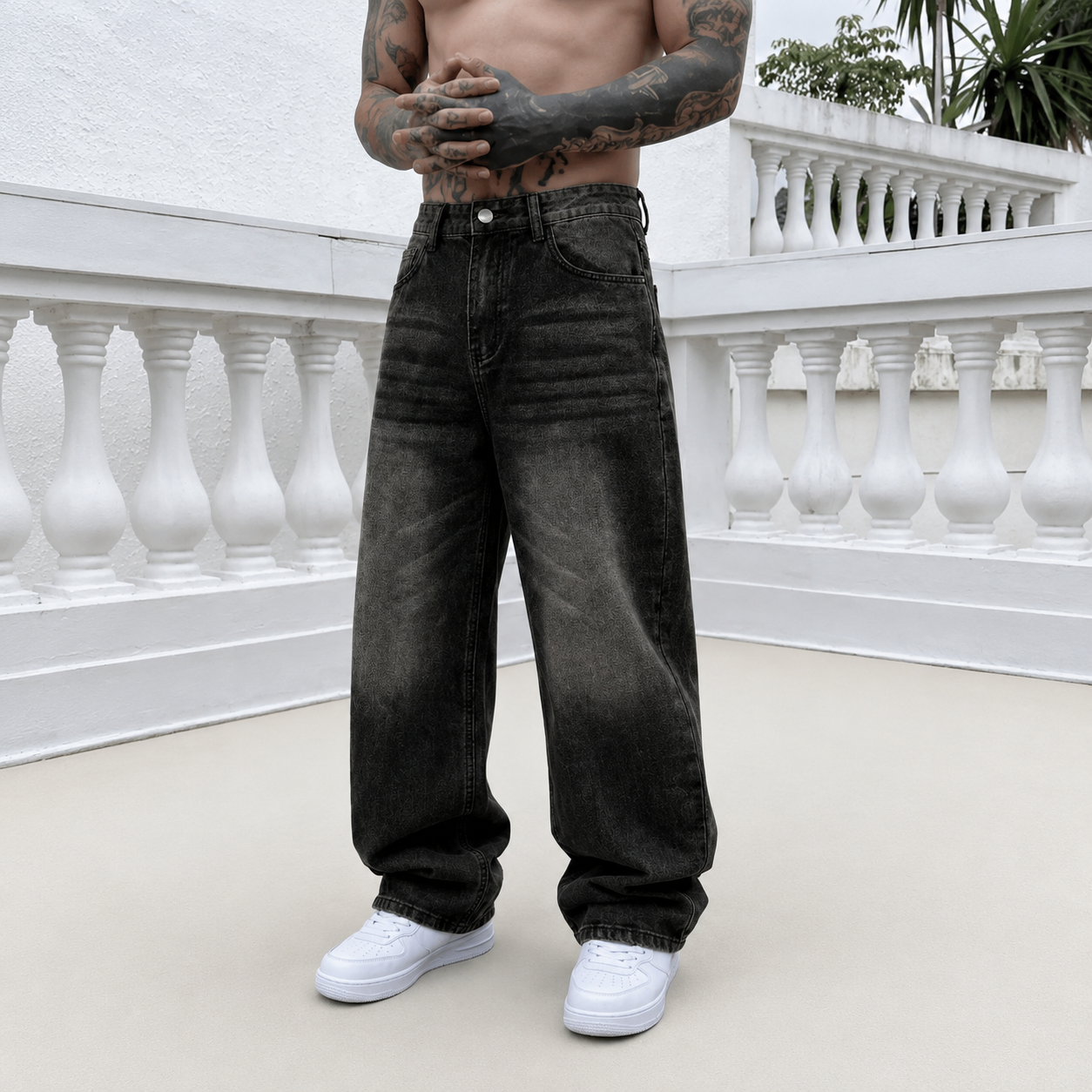 Loose Vintage Washed Streetwear Jeans For Men
