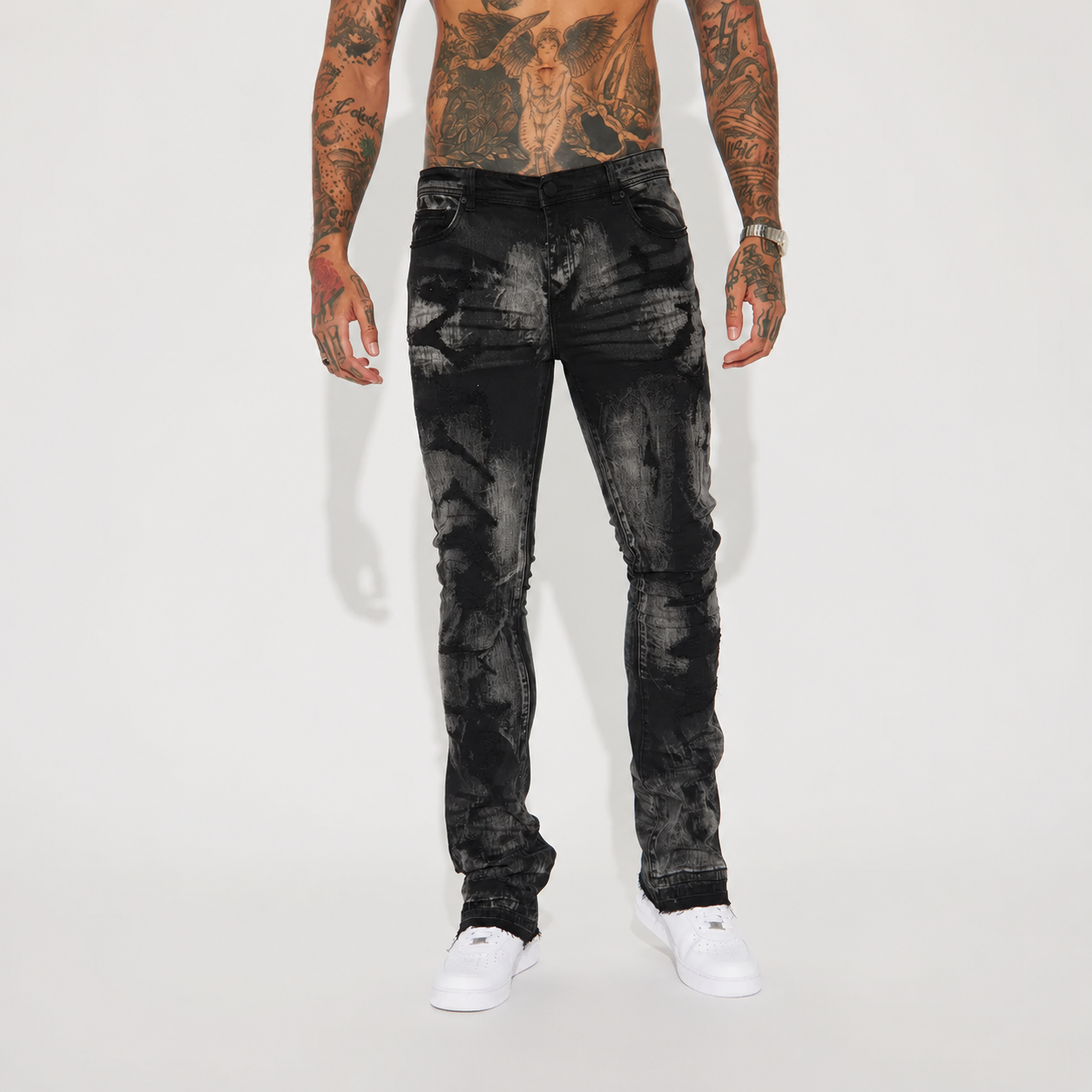 Stacked Slim Fit Daily Wear Casual Flare Jeans For Men