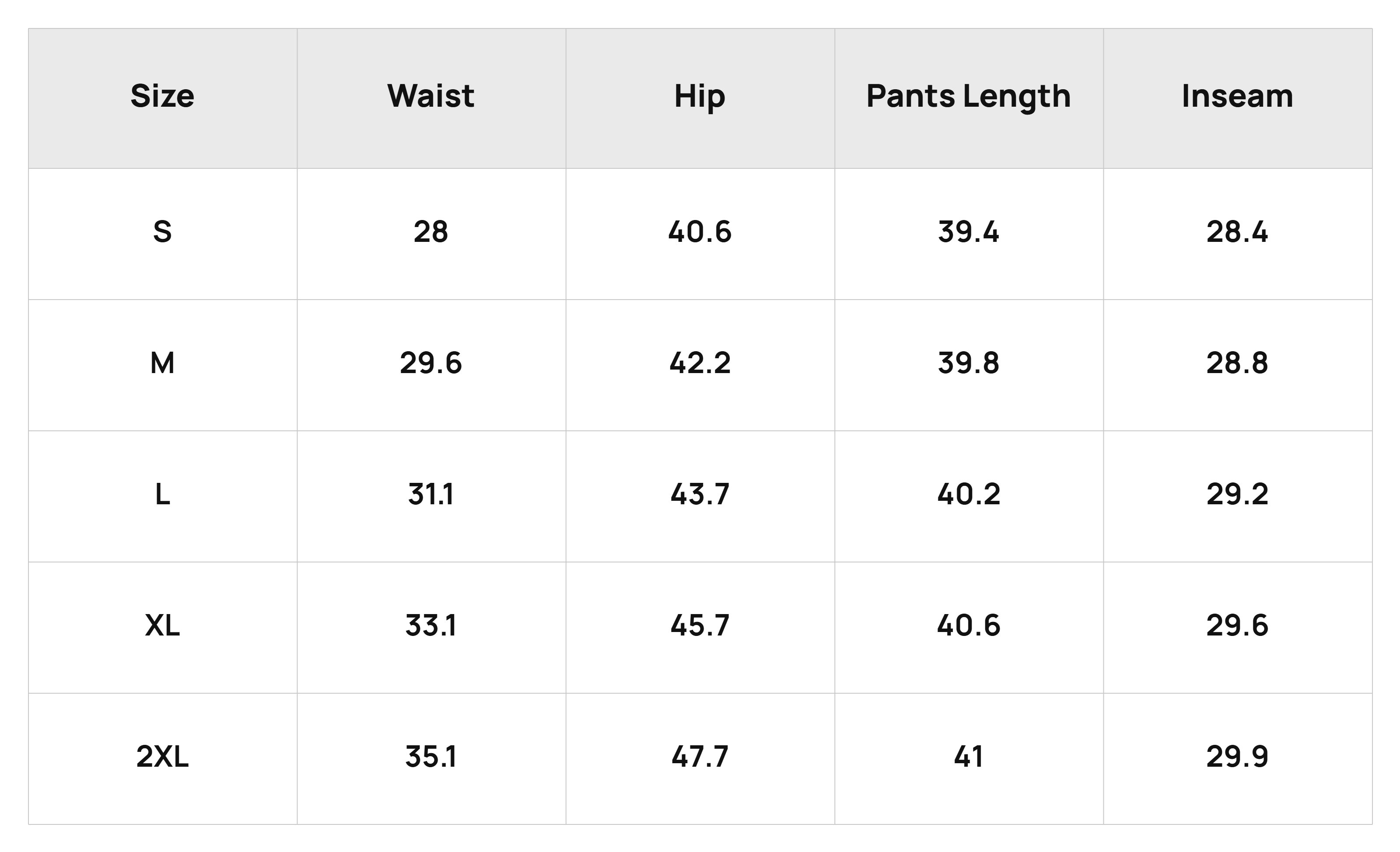Size Chart