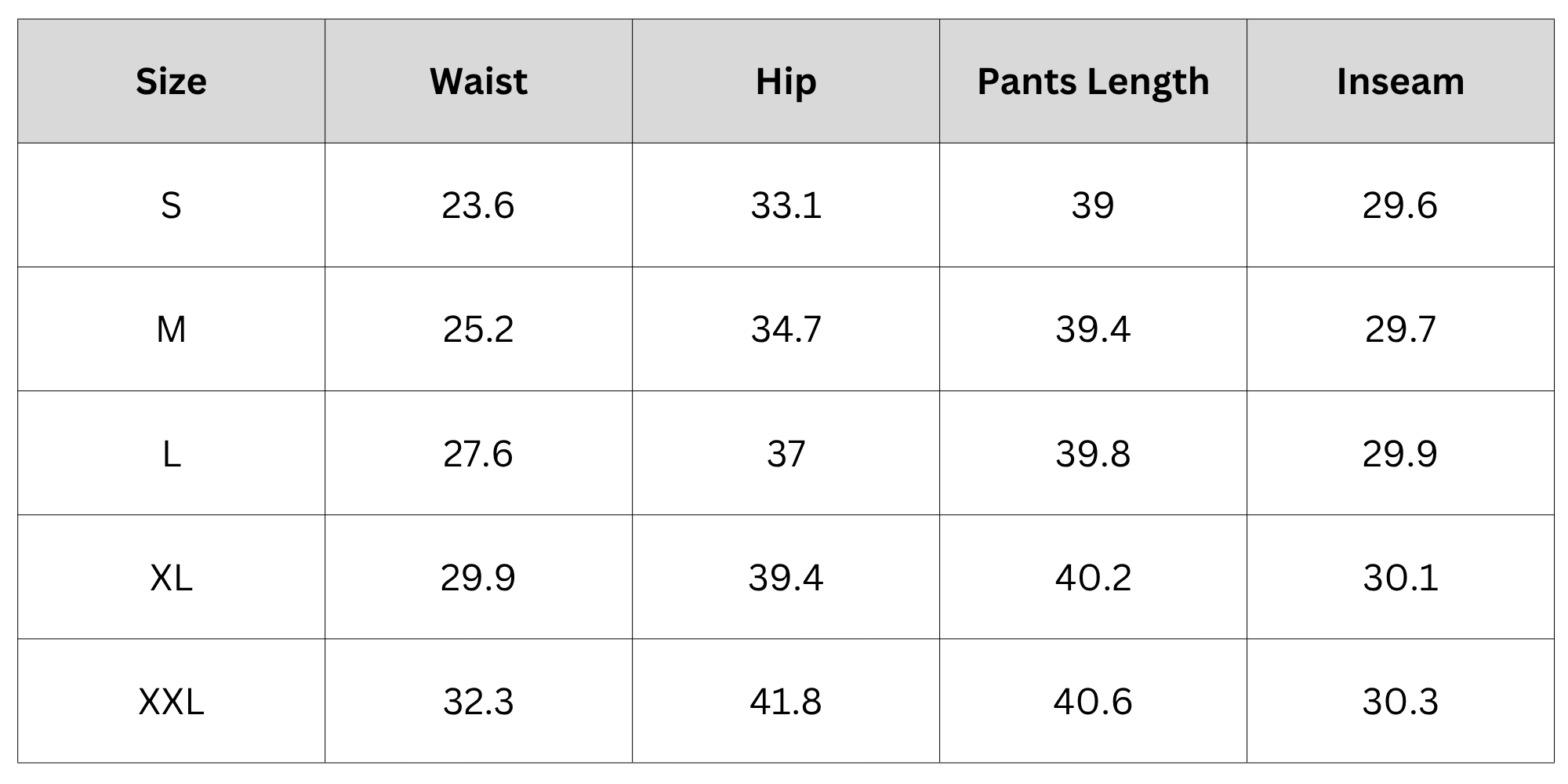 Size Chart