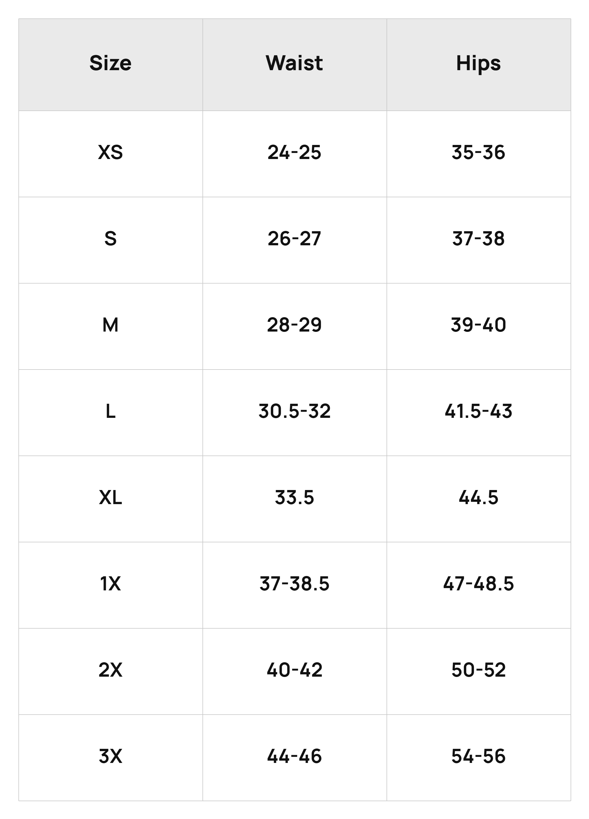 Size Chart