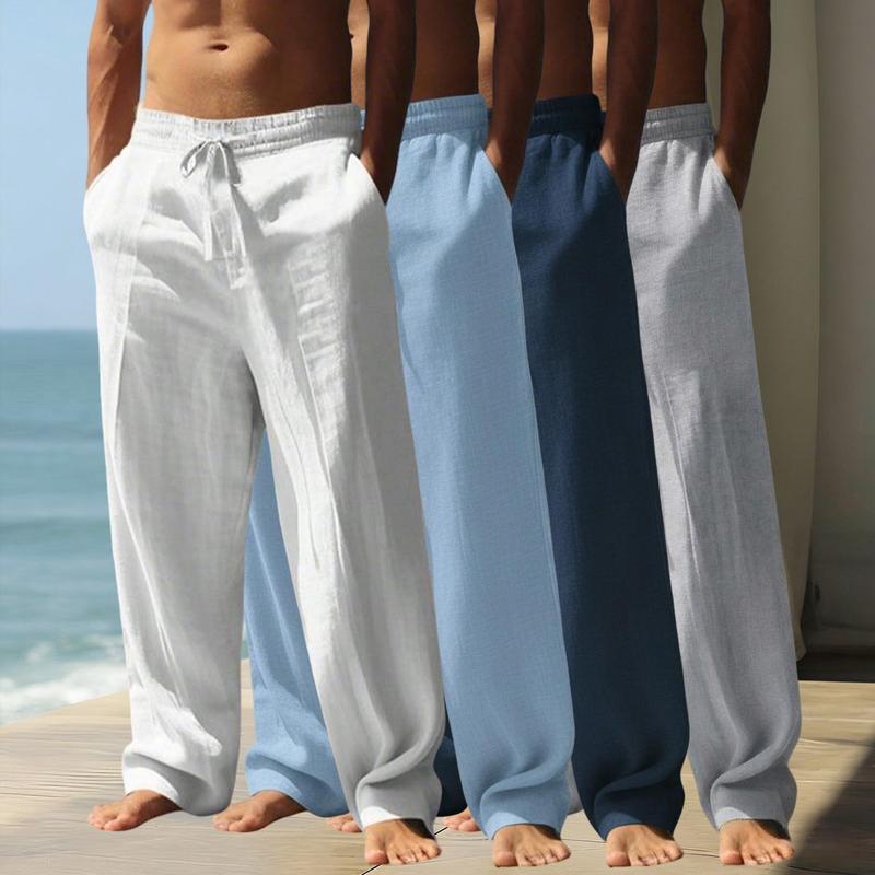 Pack Of 4 Casual Straight Lightweight Drawstring Pants For Men