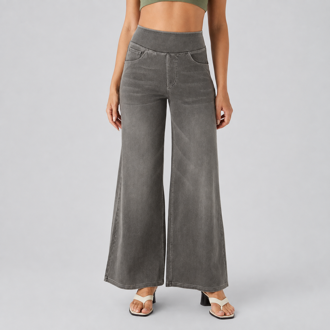 Baggy Casual Wide Washed Jeans With Pockets For Women