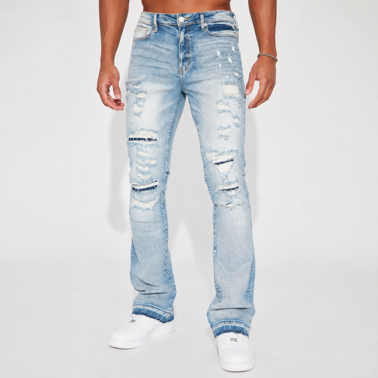 Slim Flare Stacked Casual Jeans For Men