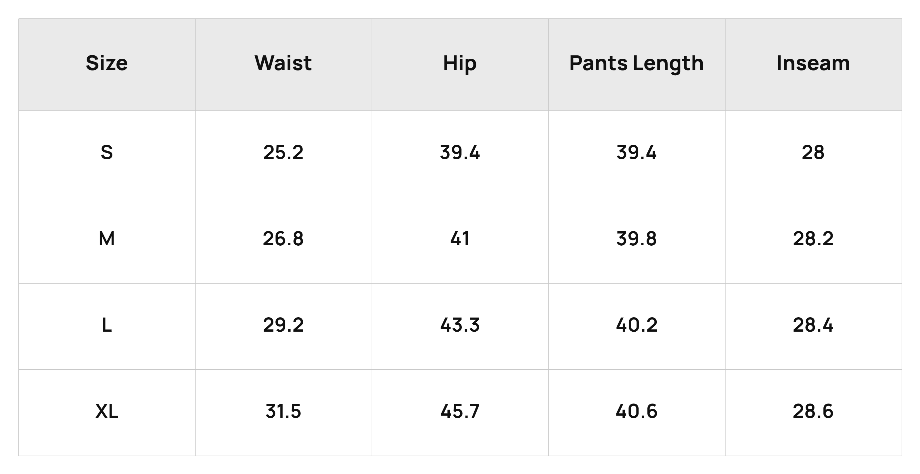 Size Chart