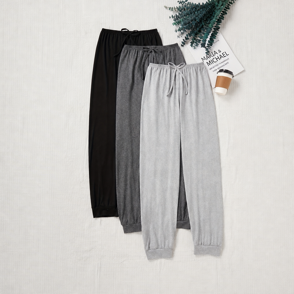 3 Pieces Casual Drawstring Pants For Women