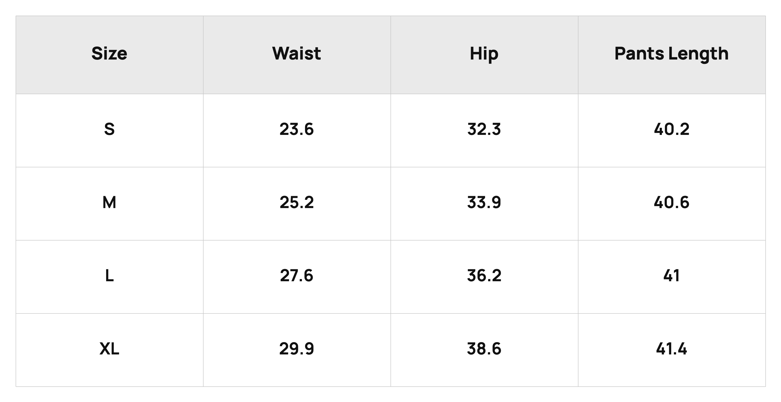 Size Chart