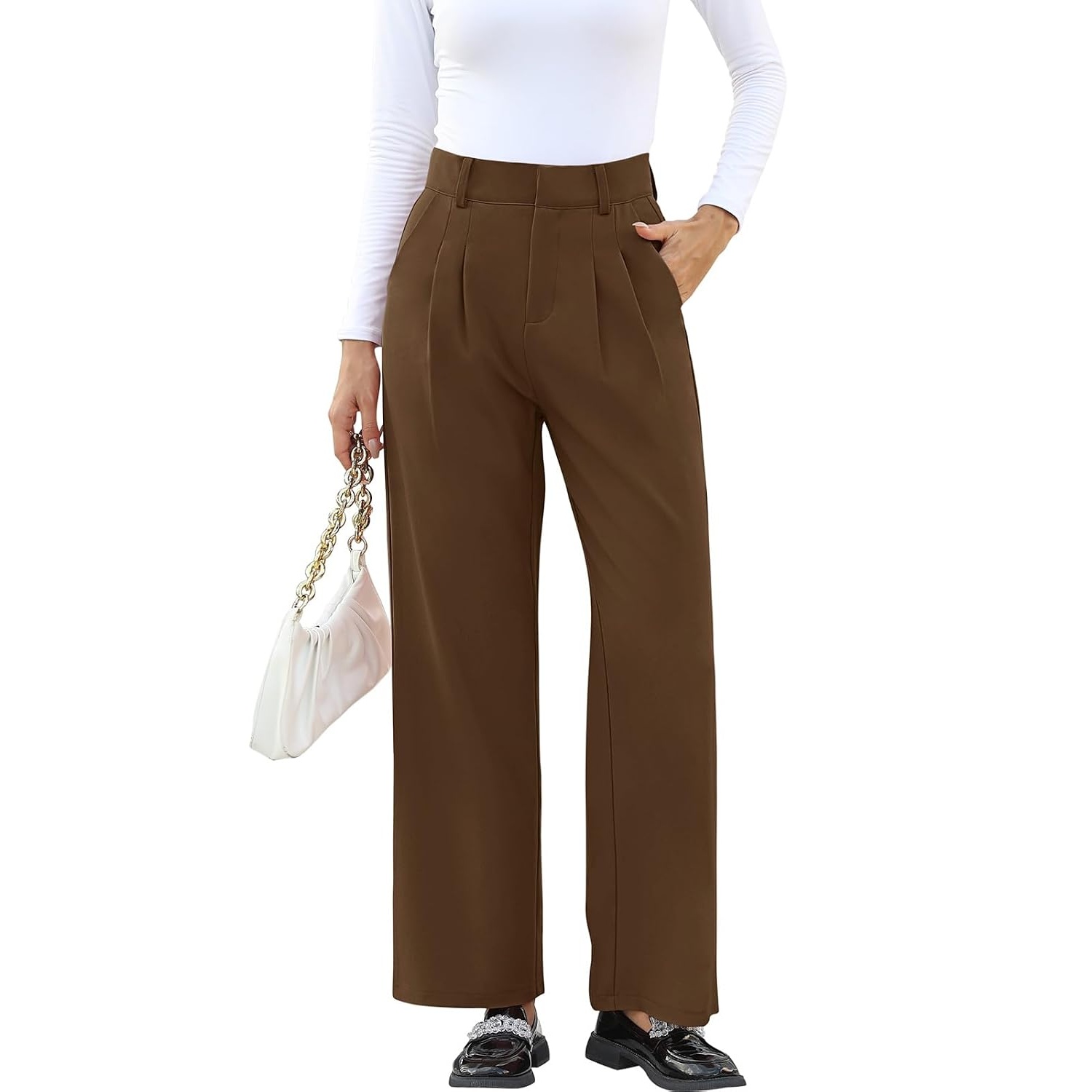 Solid Casual Pants With Pocket For Women