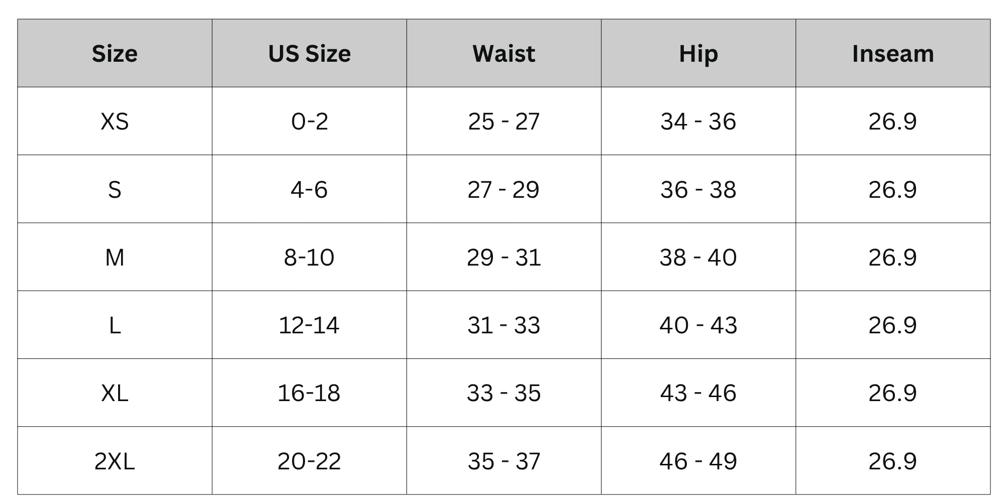 Size Chart
