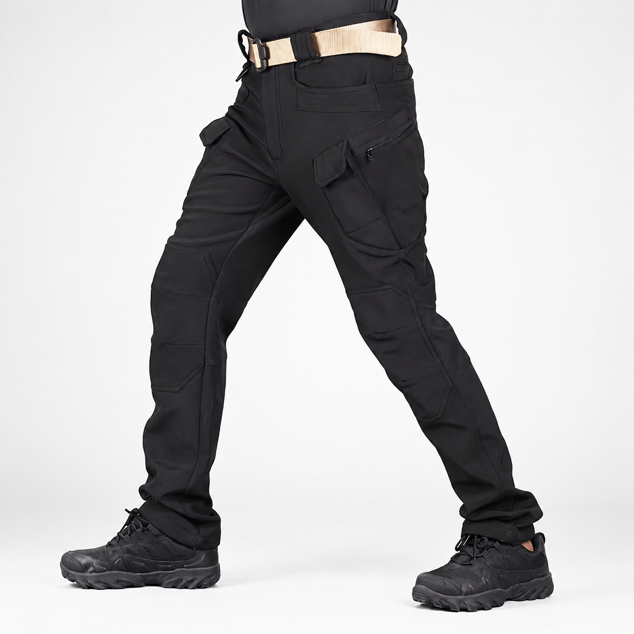 Fleece Tactical Cargo Pants With Multiple Pockets For Winter Men