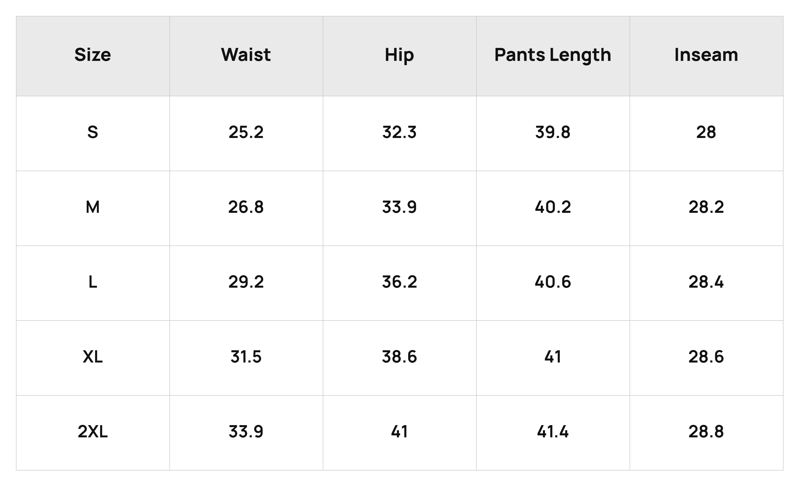 Size Chart