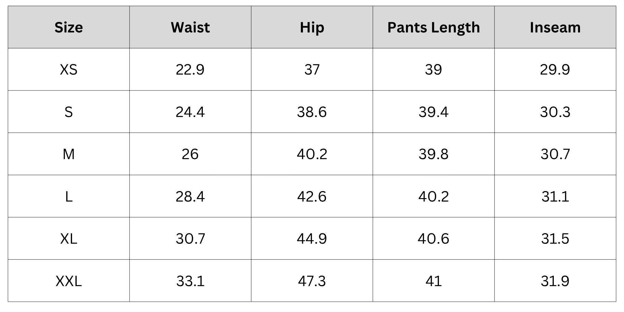 Size Chart