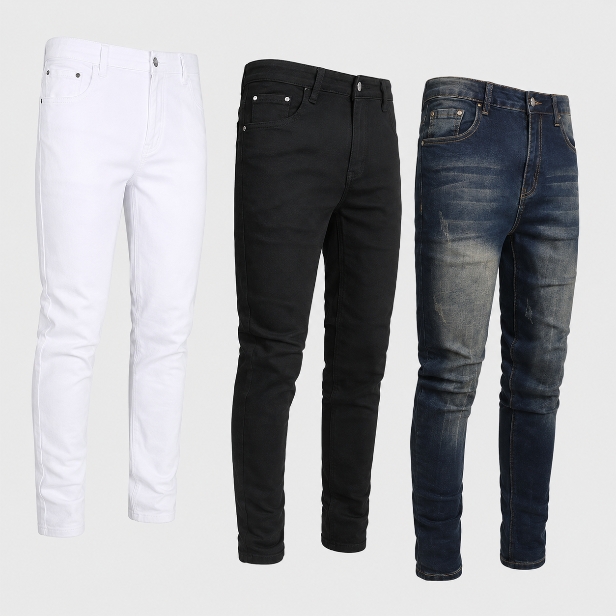 Pack Of 3 Slim Fit Ripped Fashion Jeans For Men